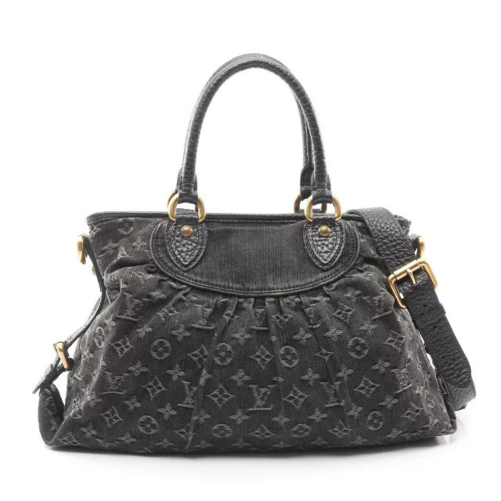 Louis Vuitton Neo Cabby Handbag Denim Leather Monogram Black